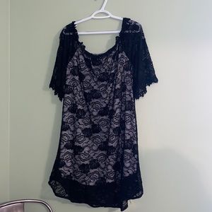 5/$25 NWT lace little black dress with white slip. Short sleeve MIHOLL XXL